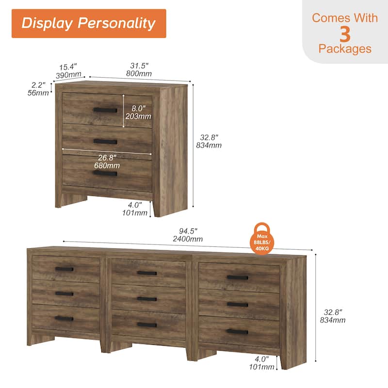 WAMPAT Farmhouse TV Stand, Modern Wood Media Console, Rustic Entertainment Center with Storage for Living Room, Bedroom