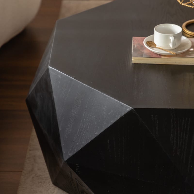 American Retro Coffee Table with 3D Relief Pattern, Nail Holes Knots and Wood Marks, for Living Room