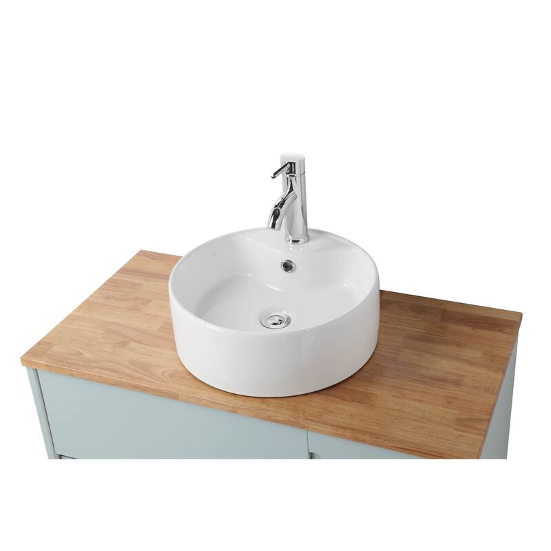 36" Wall-Mounted Bathroom Vanity with Double Drawers, Solid Wood Top