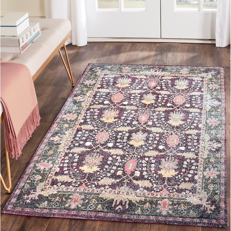 Hand Woven Victoria Micro Printed Polyester Traditional Oriental Area Rug