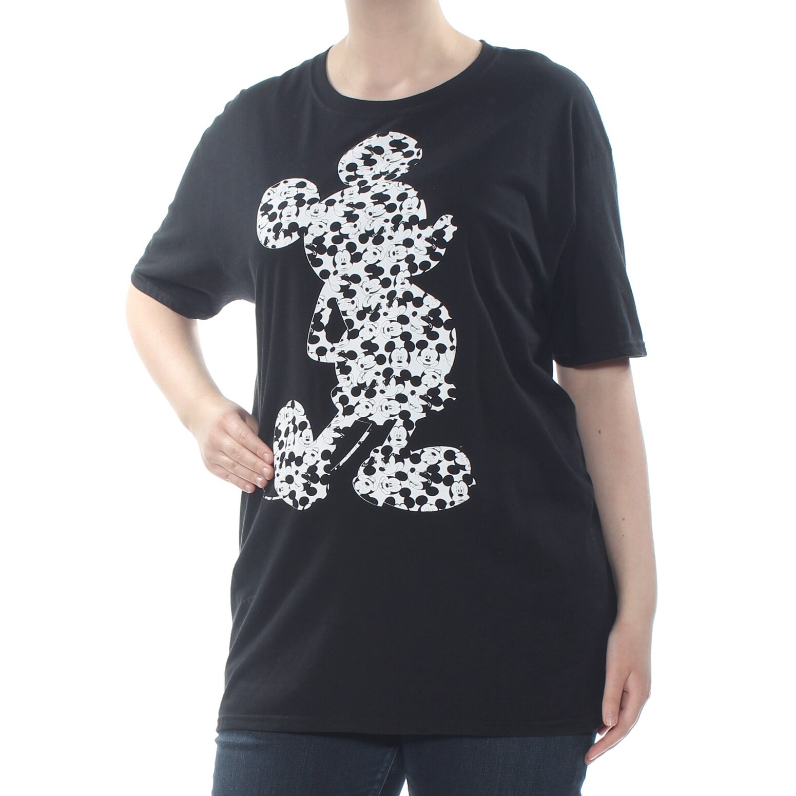 Shop Disney Womens Black Mickey Mouse Graphic Print Short Sleeve