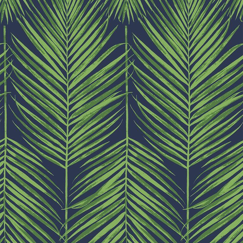 Seabrook Designs Marina Palm Non-Woven Unpasted Wallpaper - 20.9 in. W x 33 ft. L - Moss Green & Blue
