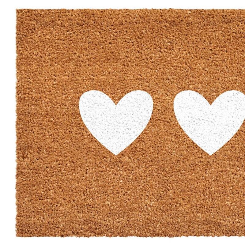 HomeRoots 17" X 29" Brown And White Three Hearts Outdoor Coir Door Mat - 17.00' X '29.00