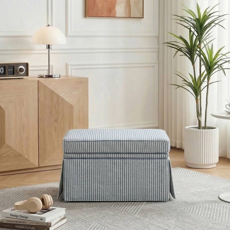 Rectangle Chenille Upholstered Storage Ottoman