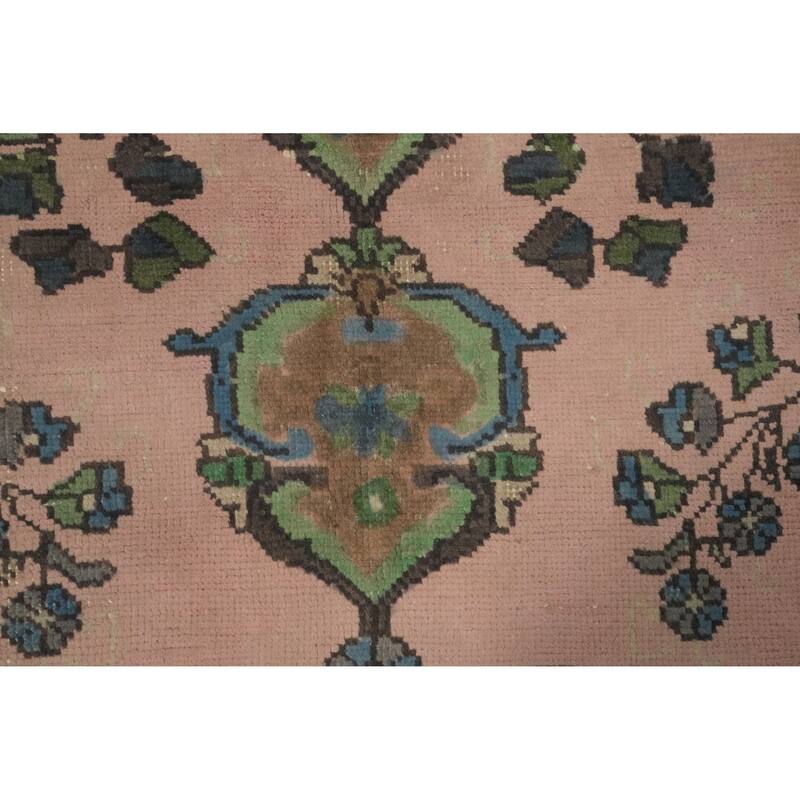 Hand Knotted Oriental 100% Wool Carpet Traditional Medallion Pink Tabriz Area Rug - 9' 7'' X 6' 4''