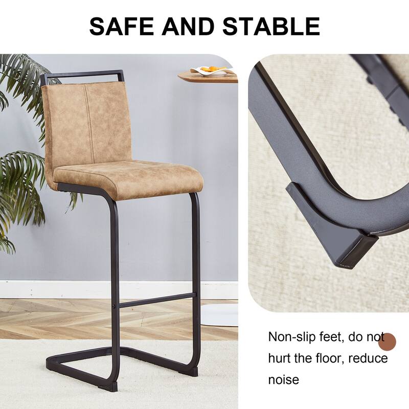 42.5 Inch Tall Brown Tech Fabric Bar Stool - A Perfect Combination of Modern Design, Comfort, and Stability