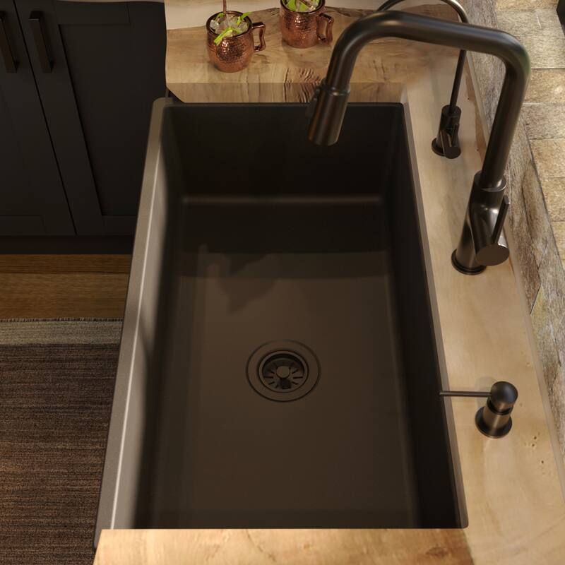 Karran FCP33SB 33" Single Bowl Panel Front Farmhouse Fireclay Kitchen Sink with Reversible Apron Front