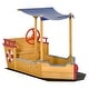 preview thumbnail 2 of 7, Outsunny Pirate Ship Kids Sandbox with Cover, Outdoor Wooden Sandbox Boat Toy for Backyard, Ages 3-8 Years Old - N/A