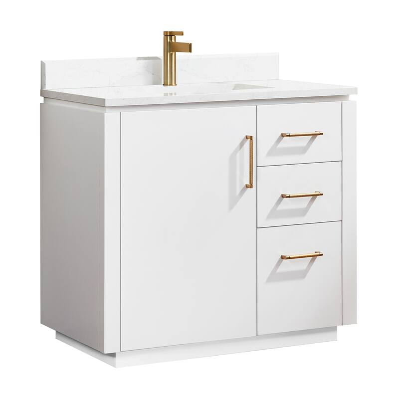 San Single Bath Vanity with Composite Stone Top without Mirror