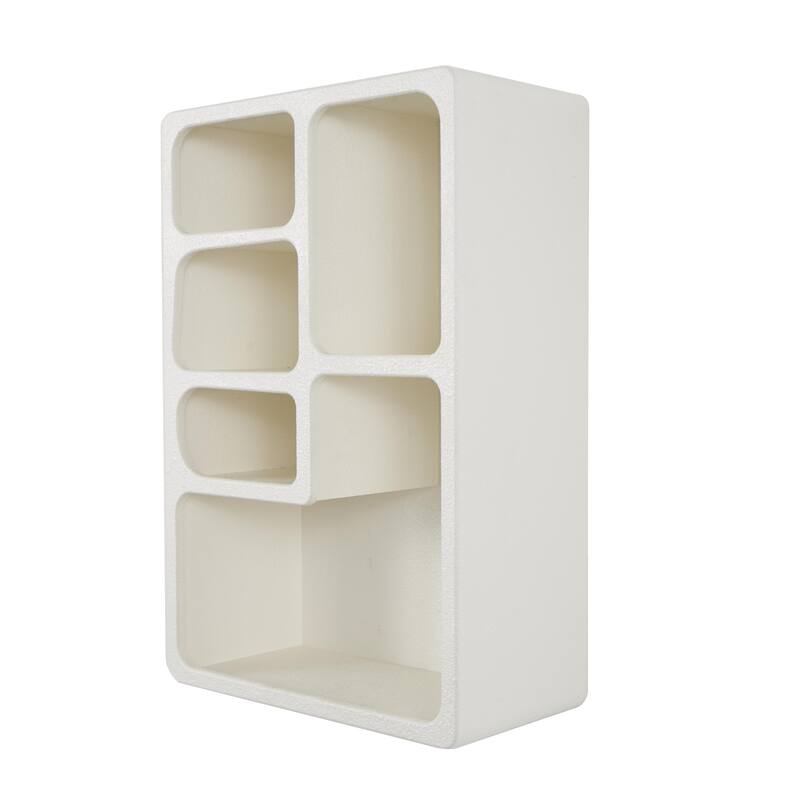 Wooden Geometric Arched Wall Shelf with Block Shapes - Cream or Black - Roche River Decor - Cream
