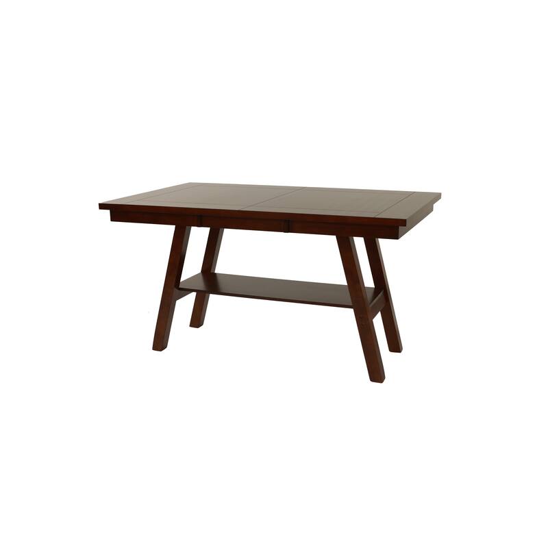 Dining Table Rectangle Dining Table w Shelve 1pc Counter Height Table Only Rubber wood Dark Walnut Finish Dining Room Fu