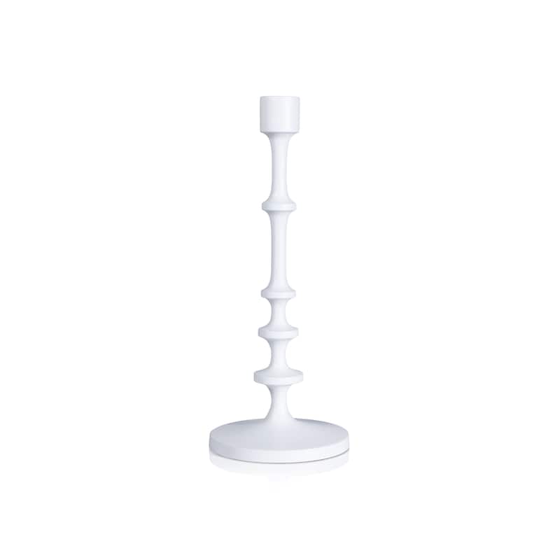 Lilou Matt White Metal Taper Candle Holder - 12.5"
