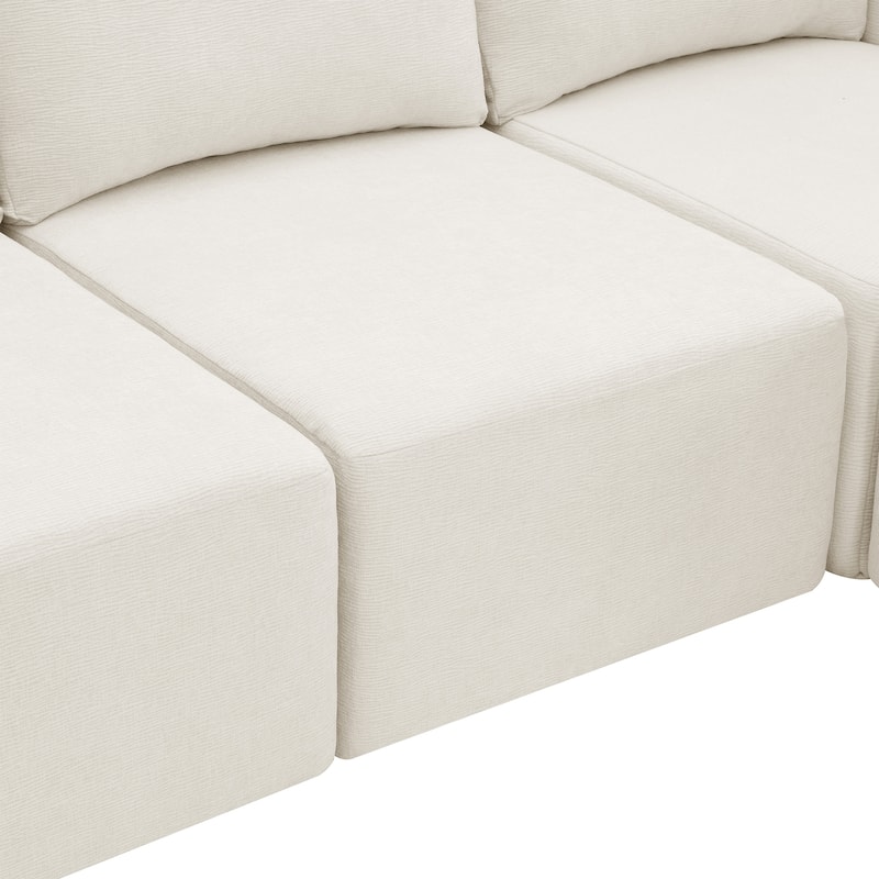 Modular U-Shaped Sectional Sofa with 2 Ottomans, Chenille Cloud Floor Couch, Fully Compressed Upholstered Sofa