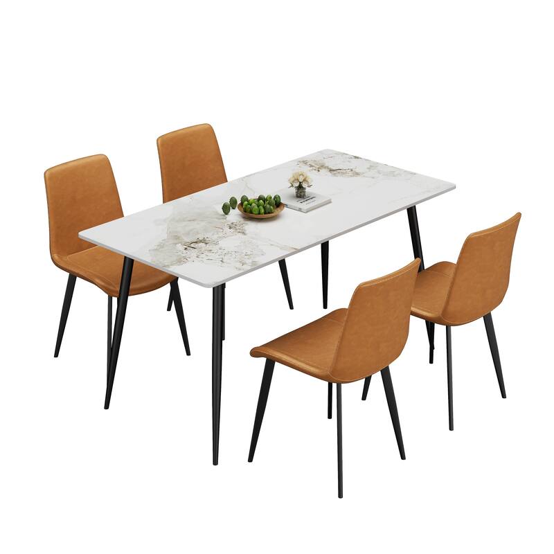 GDFStudio - Brandon Contemporary Upholstered Dining Chair Set with Sleek Comfort and Durable Metal Base