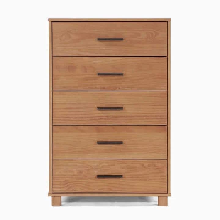 Farmhouse Style 5 Drawer Chest Solid Wood Bedroom Furniture