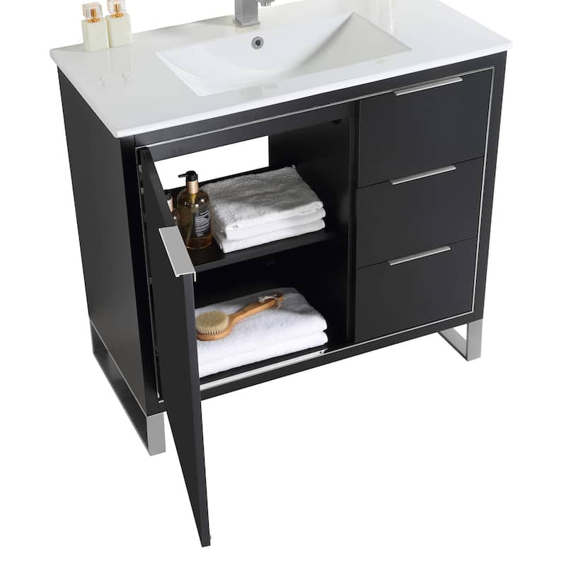 Fine Fixtures Opulence Collection Bathroom Vanity with White Ceramic Sink