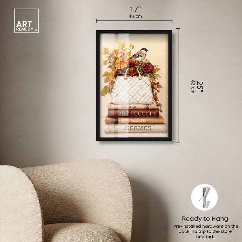 Little Bird Fall Flowers Glam Shadowbox by Art Remedy