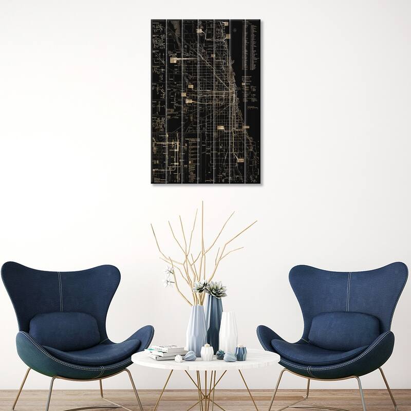 Modern Art - Chicago Transit Negative Print On Wood by 5by5collective - Multi-Color
