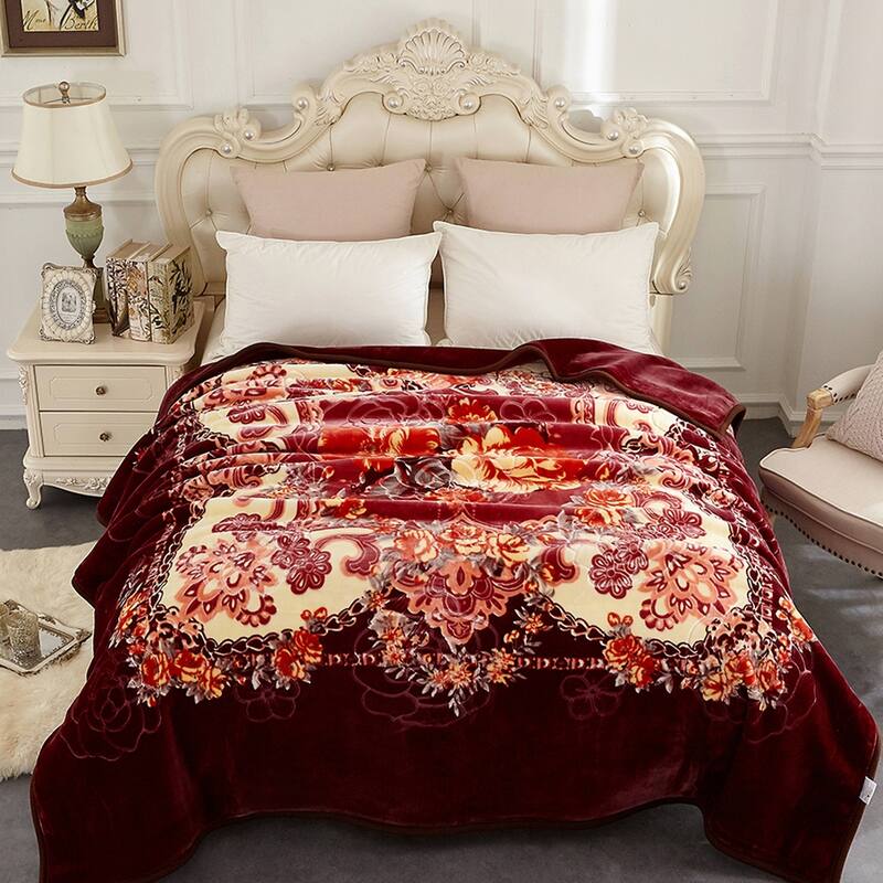 Korean-style 2-ply Printed Pattern Plush Mink Fleece Blanket