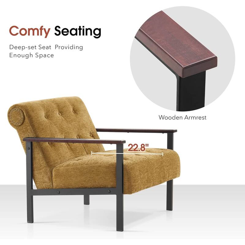 MCombo set of 2 Modern Accent, Ergonomics Lounge Chair for Living Room, Chenille, HQ417
