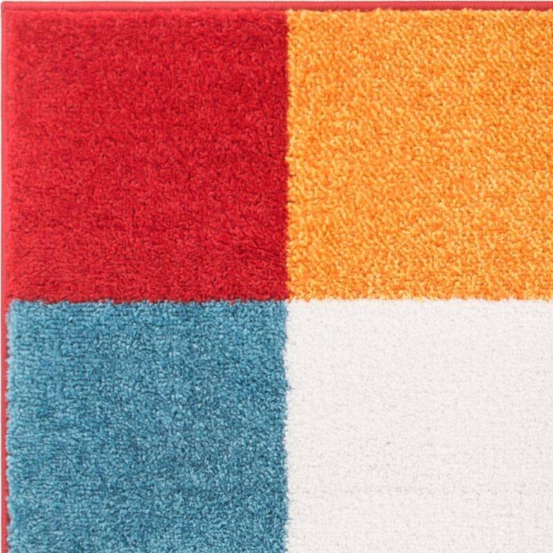 Well Woven Bright Geometric Square Checkered Kids Multi Runner Rug - 2' x 7'