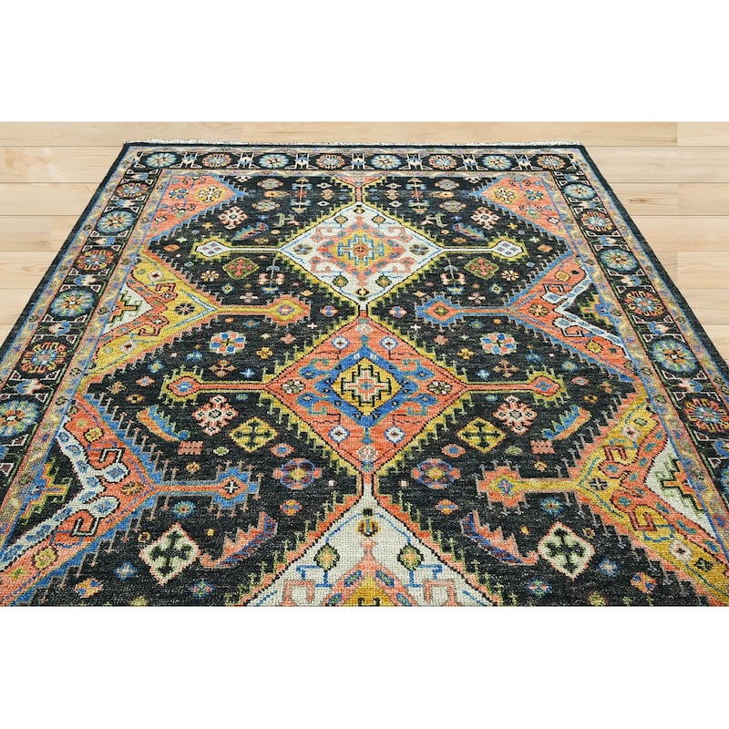 Hand Knotted Turkish Oushak Charcoal wool Arts & Craft Area Rug - 8' 11'' x 11' 11''