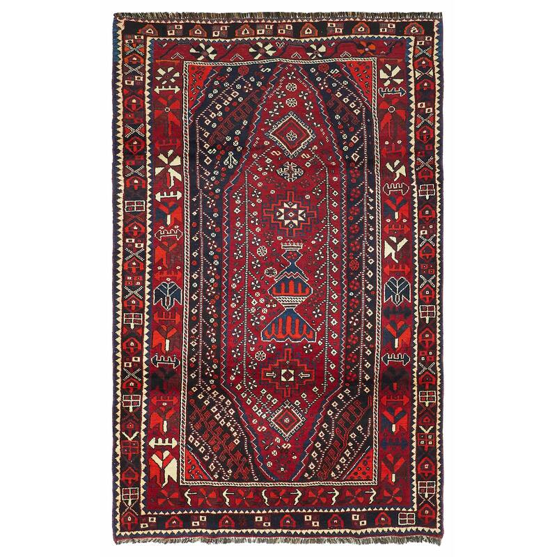 ECARPETGALLERY Hand-knotted Melis Vintage Red Wool Rug - 4'10 x 7'9