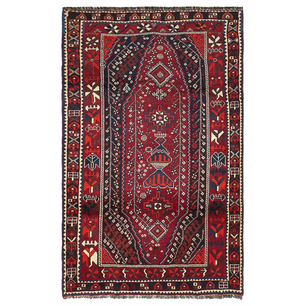 ECARPETGALLERY Hand-knotted Melis Vintage Red Wool Rug - 4'10 x 7'9