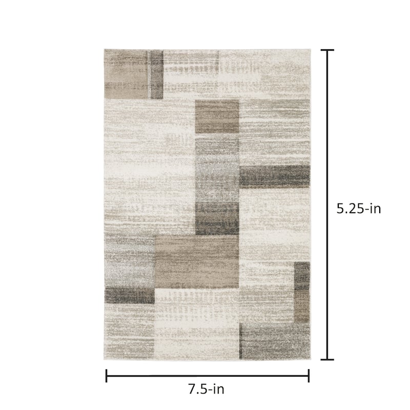 Bastia Carved Block Ivory/Gray Area Rug