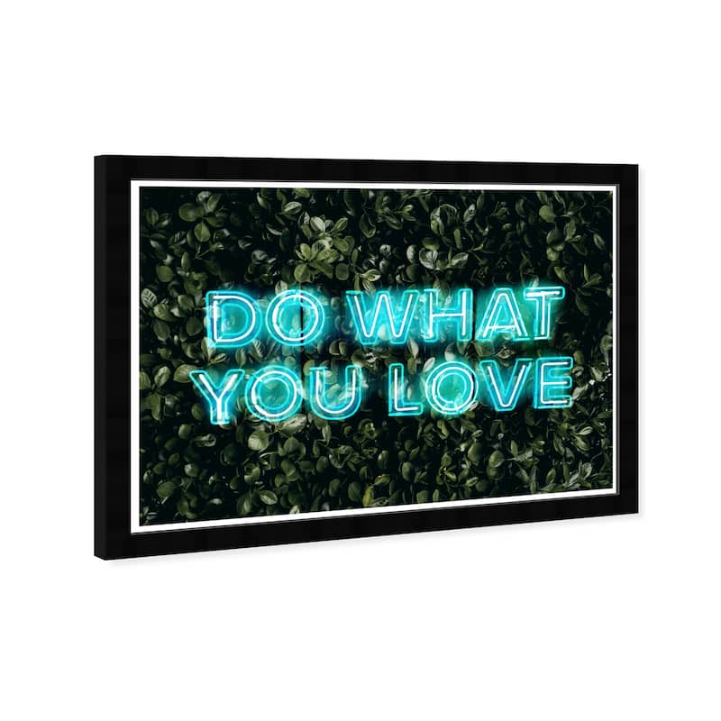 Wynwood Studio Prints Typography and Quotes What You Love Neon Blue and Neon Blue Bohemian & Eclectic Wall Art Canvas Print