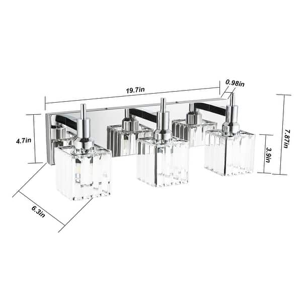 dimension image slide 13 of 23, 2/3/4-Light Modern Bathroom Crystal Vanity Light Wall Sconces