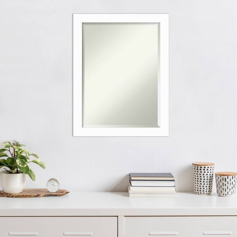 Basic Narrow Beveled Wood Framed Wall Mirror