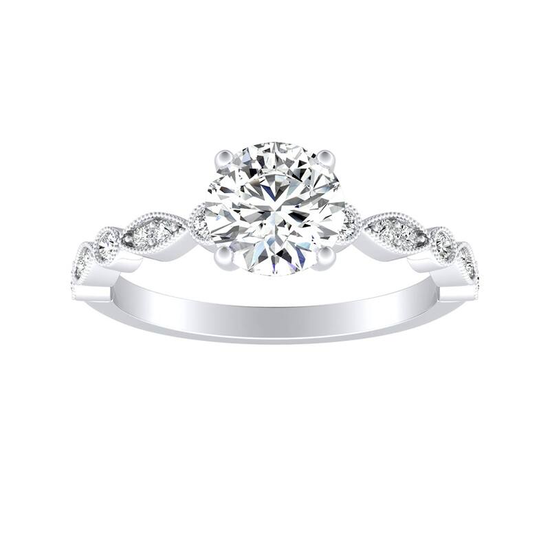 Auriya 14k Gold Vintage 1ct Round Moissanite Engagement Ring - White - 6