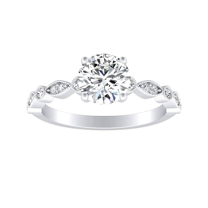 Auriya 14k Gold Vintage 3/4ct Round Moissanite Engagement Ring - White - 4.5