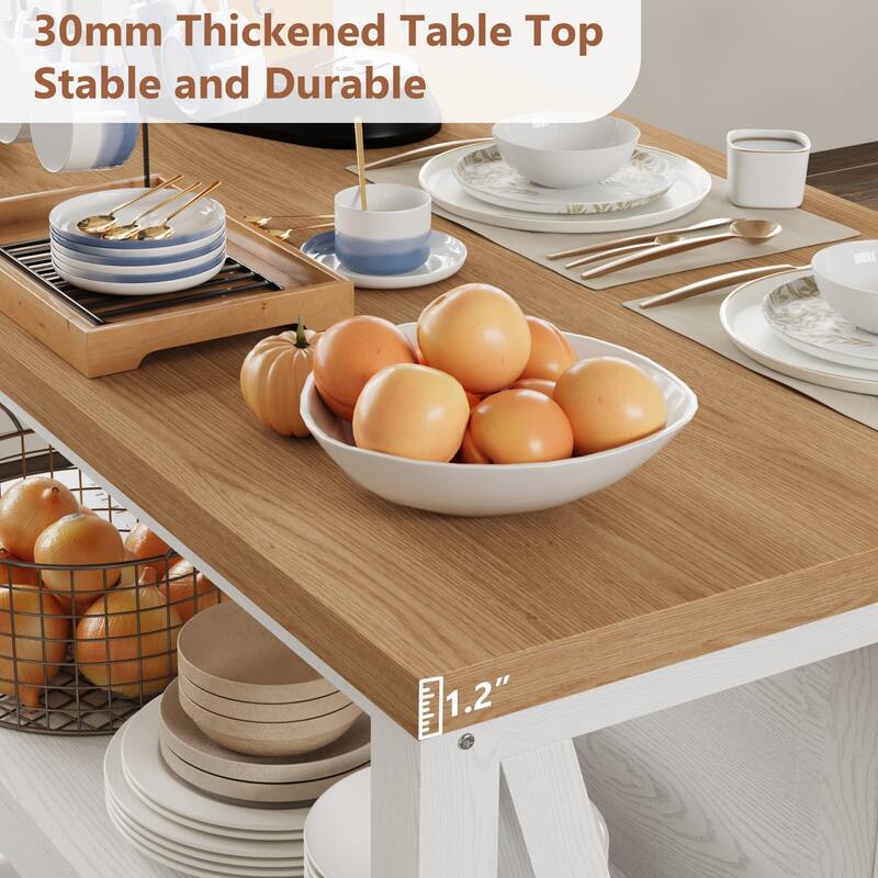 Kitchen Island with Power Outlet & LED Lights, Bakers Rack with Storage, Large Kitchen Island Table with 3 Tier