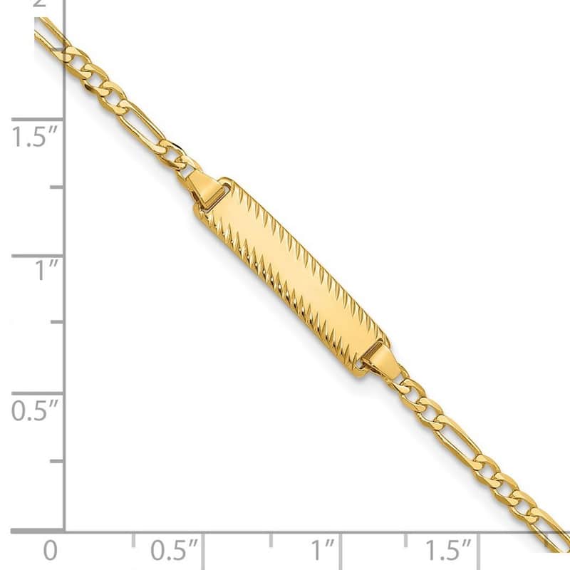Curata 14k Yellow Gold 5mm Figaro Link ID Bracelet Options: 7" 8"