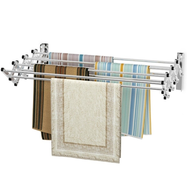 Costway Stainless Wall Mounted Expandable Clothes Drying Towel Rack Bed Bath Beyond 18299552