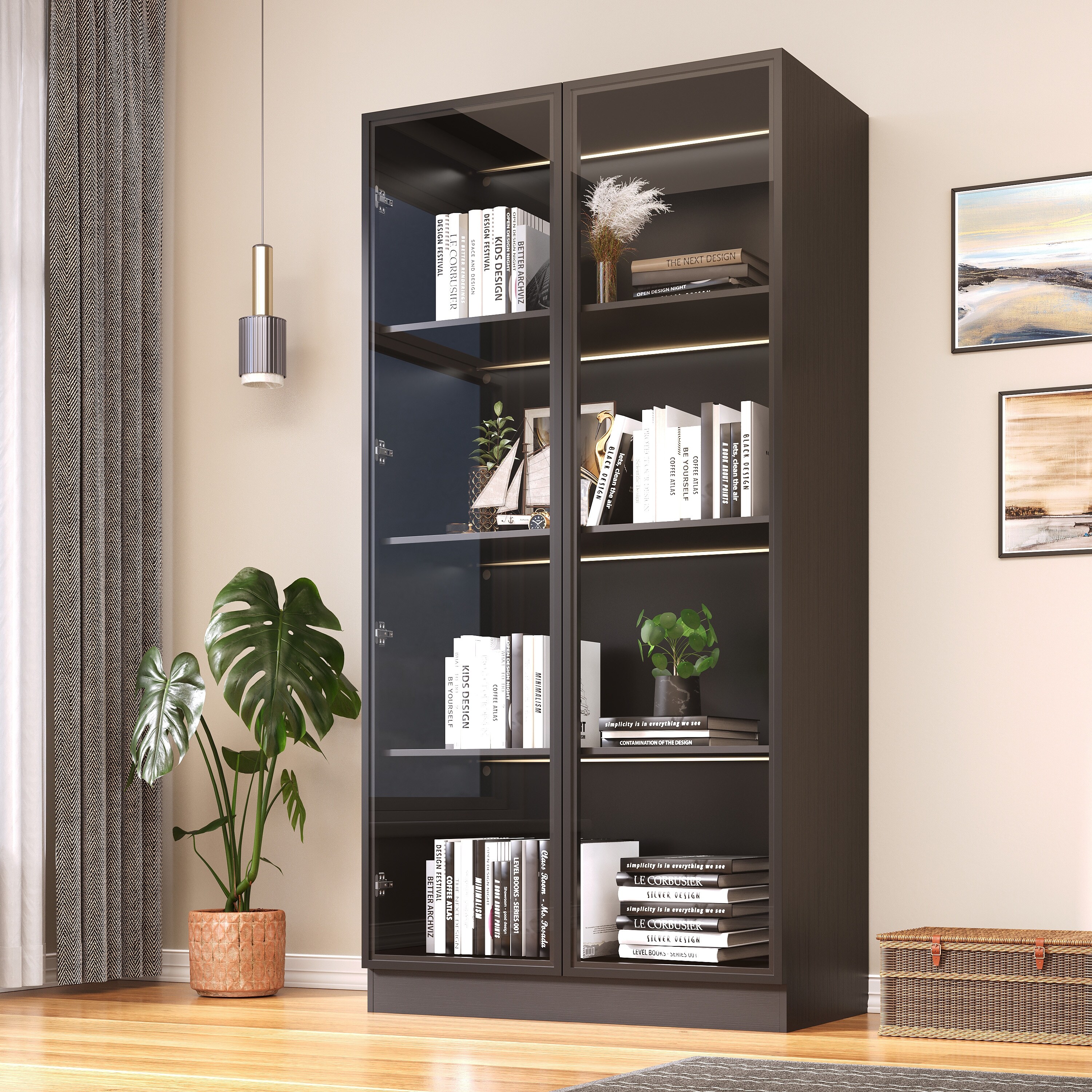Display Storage Cabinet,Display Cabinet with Tempered Glass Doors