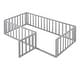 preview thumbnail 23 of 34, Twin Floor Bed Frame, Fun Fence Design with Openable Door, No Slats