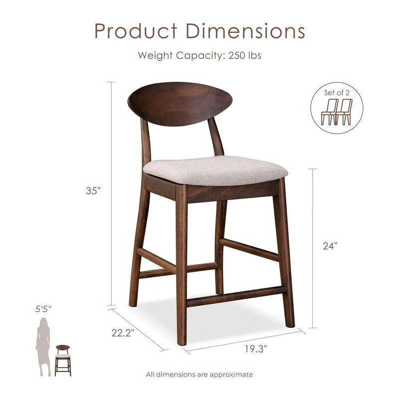 Furniture of America Abigail V Mid-Century Modern 5-Piece Walnut 53-inch 2-Leaf Extendable Counter Height Dining Set