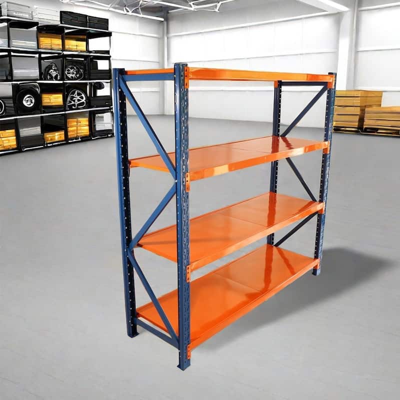 4-Tier Heavy Duty Storage Shelf Steel Rack Adjustable Height for Workshop and Warehouse - 78.66”L x 23.82”W x 78.74”H
