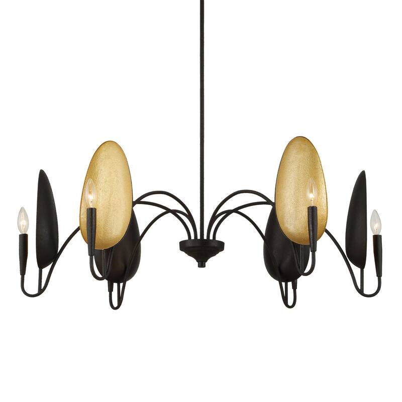 Uttermost Warwick 6 Light Matte Black Chandelier - 41.5"W x 41.5"D x 19"H