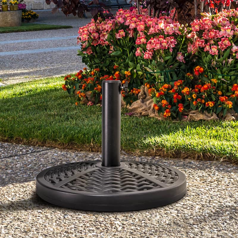 Outdoor 26 lb. Round Black Patio Umbrella Base, Polyethylene and Concrete