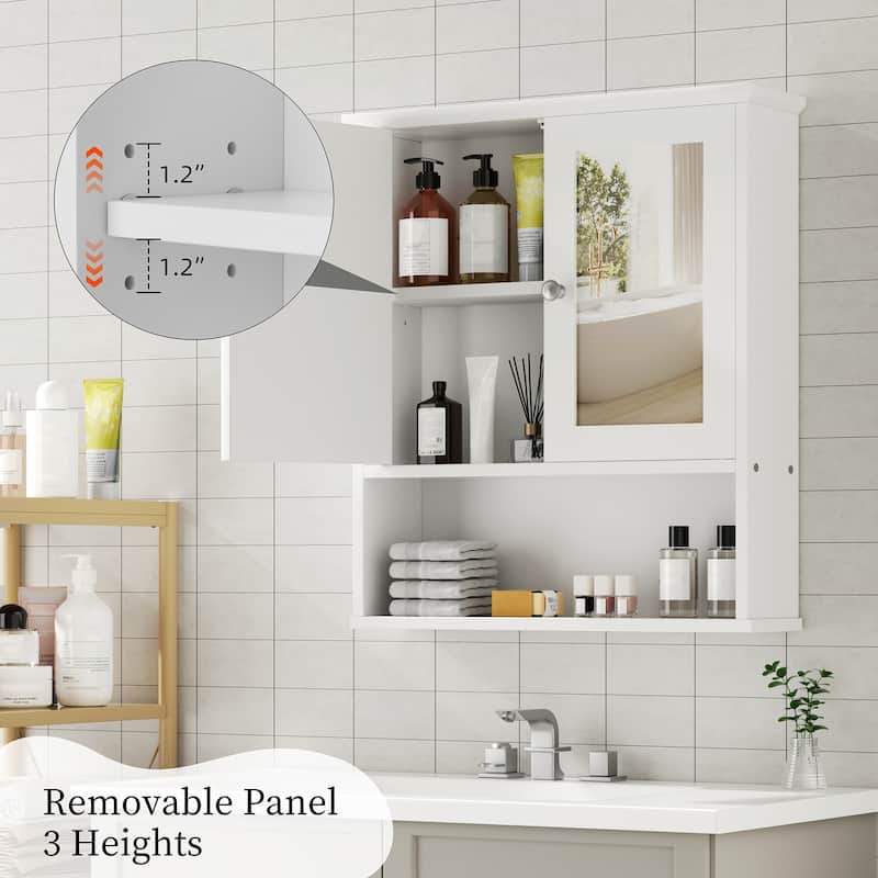 Futzca Bathroom Cabinet Wall Mounted, Storage Cabinet with Doors and Mirror