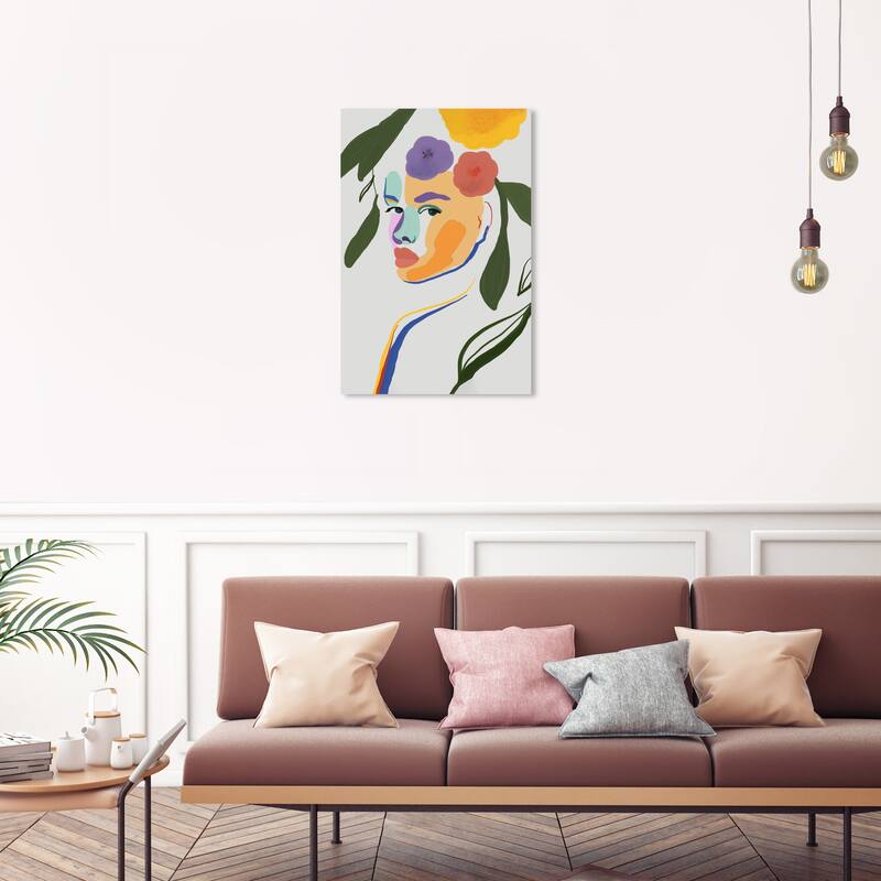 Wynwood Studio People and Portraits Very Abstract Frieda Yellow and Army Green Modern & Contemporary Wall Art Canvas Print - 30 x 20