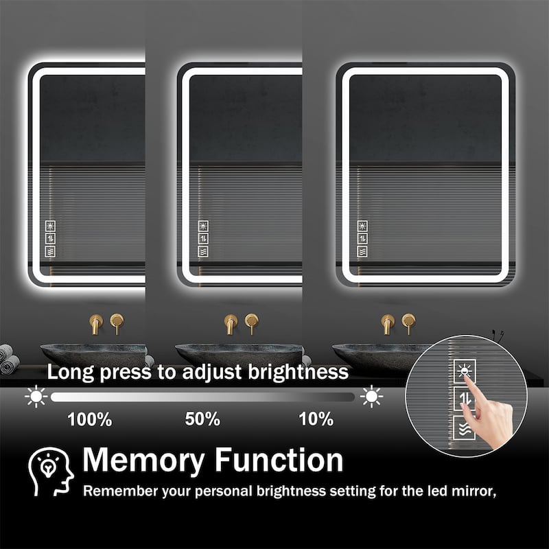 LED Anti-Fog Frameless Bathroom Vanity Mirrors with Front Lights