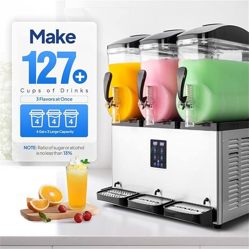12 Gallon 110V 1200W Stainless Steel Slushie Machine