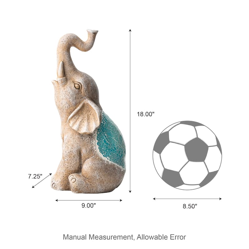 Glitzhome Faux Granite Mosaic Sitting Elephant Sea Horse Mermaid Garden Statue Ocean Figurine