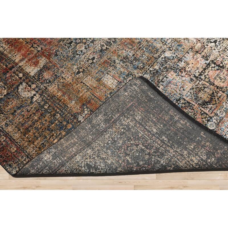 Transitional Beige Wool and Bamboo Silk Oriental Rug Machine Made - 5' 2'' x 7' 7''