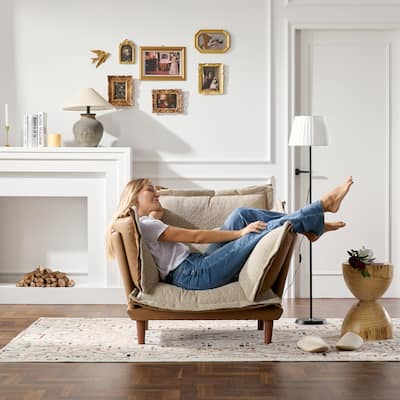 Dual-Texture Chenille Lounge Chair with Adjustables